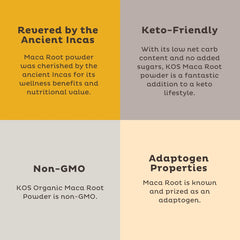 KOS Organic Maca Root Powder - Vegan Superfood Booster, Gluten Free, Non GMO - 3.2 Oz, 20 Servings