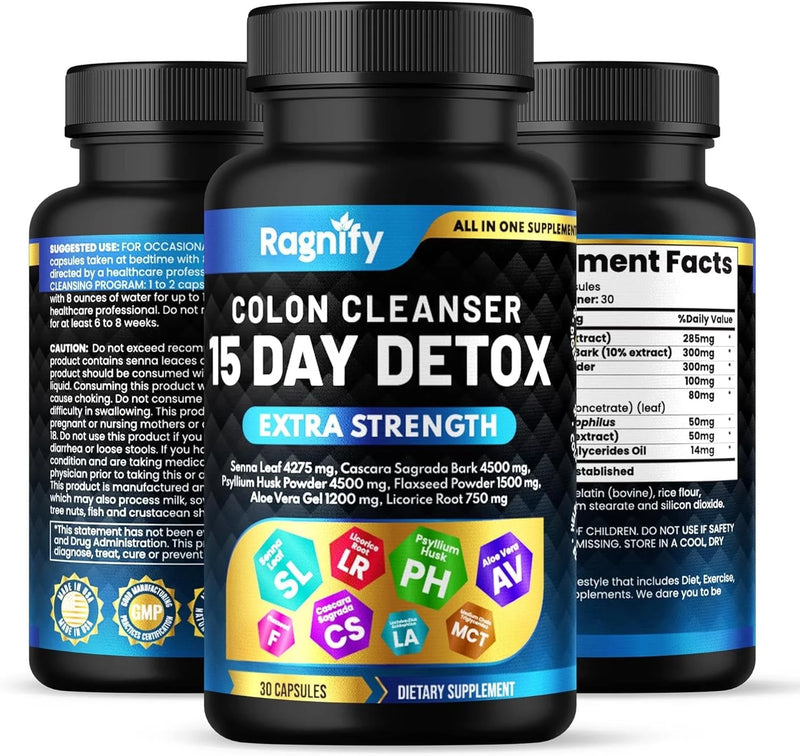 Ragnify Ultimate 15-Day Colon Cleanser for Digestive Health, Gut, Detox 30 Capsules