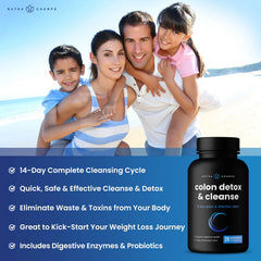 Nutrachamps 14 Day Colon Cleanse - Probiotics & Enzymes, Detox & Weight Loss, Capsules