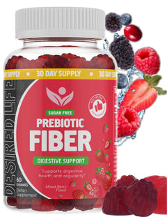 Desired Life Sugar-Free Prebiotic Fiber Gummies - Mixed Berry Flavor - Digestive Health & Regularity Support - 60 Count
