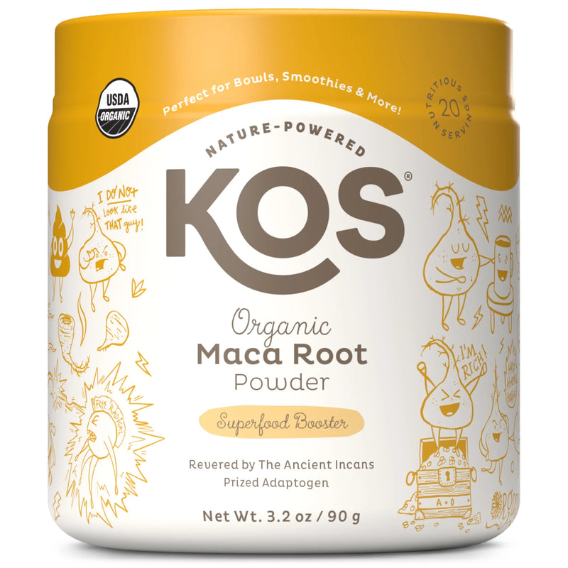 KOS Organic Maca Root Powder - Vegan Superfood Booster, Gluten Free, Non GMO - 3.2 Oz, 20 Servings