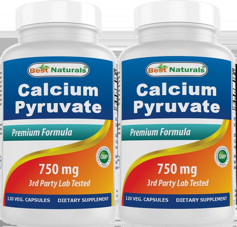 2 Pack Best Naturals Calcium Pyruvate 750 Mg 120 Capsules