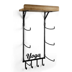 Yoga Mat Holder - Wall-Mount Storage Rack with 4 Hooks for Foam Rollers, Resistance Bands & Accessories - Sturdy Home Gym Organizer