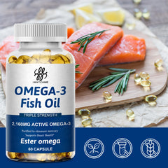 Omega 3 Fish Oil Capsules | Deep-Sea Fish Oil Capsules with EPA & DHA | 60 Capsules