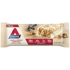 Atkins Vanilla Pecan Crisp Protein Meal Bar, Low Sugar, Meal Replacement, Keto Friendly, 5 Ct