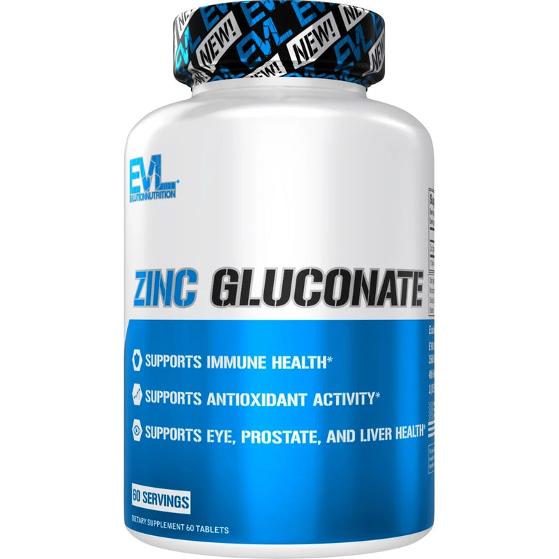 Evlution Zinc Gluconate - Immune, Eye & Prostate Support, 60 Servings