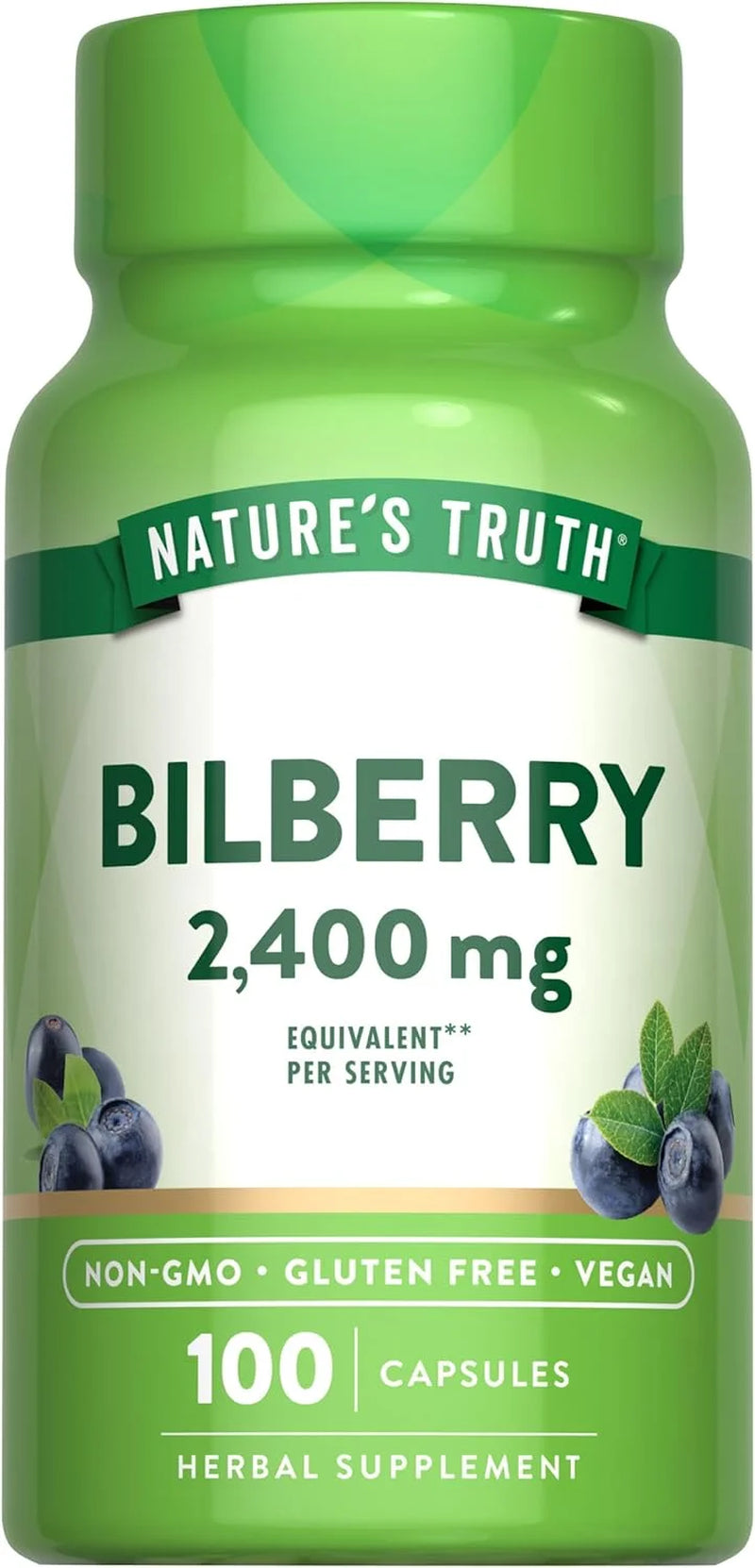 Bilberry Fruit Extract Capsules 2400Mg | 100 Count | Non-Gmo & Gluten Free | by Nature'S Truth
