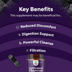 Natures Craft Activated Charcoal Capsules - Purifying Detox, Gut Health, Bloating Relief, 90 Veggie Capsules
