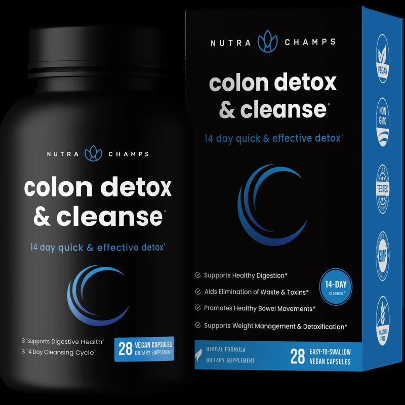 Nutrachamps 14 Day Colon Cleanse - Probiotics & Enzymes, Detox & Weight Loss, Capsules