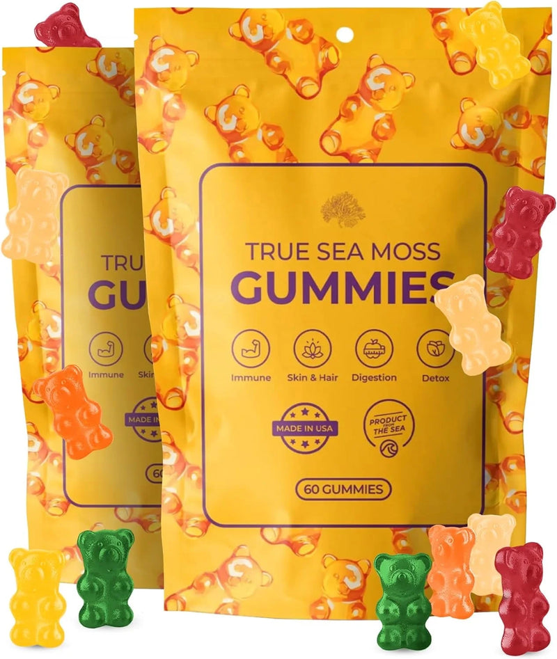 True Sea Moss Gummies - Irish Moss & Burdock, Thyroid & Immune Support, 120 Count (2-Pack)