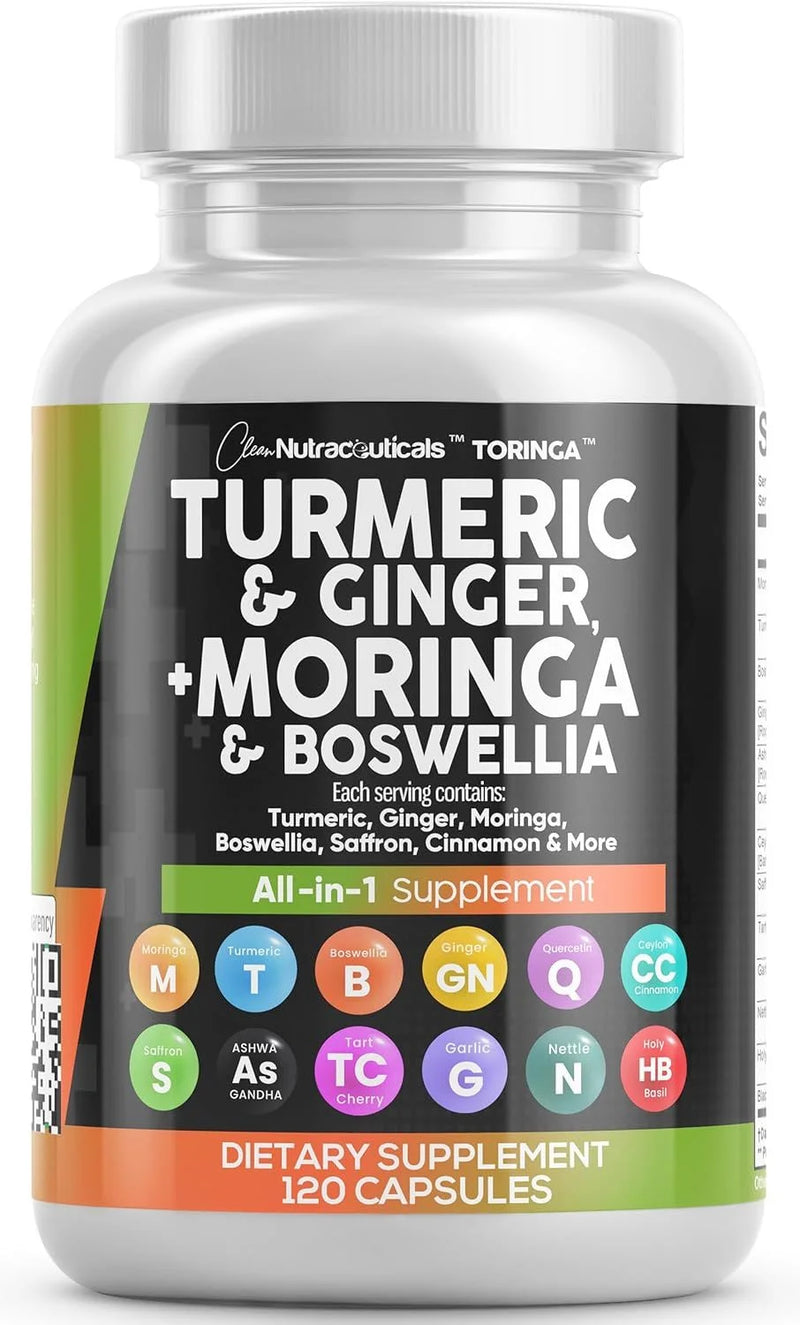 Turmeric 30,000mg + Ginger, Moringa & Boswellia - Joint Support, 120 Caps