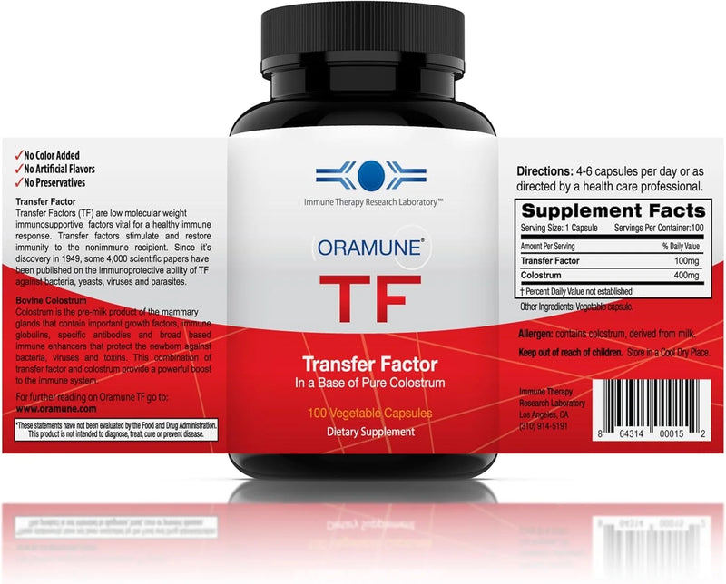 Oramune TF Immune Support - Transfer Factor & Colostrum, 100 Capsules