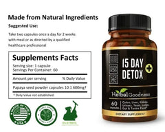 Herbal Goodness 15 Day Detox - 600mg Probiotics & Enzymes, Gut Health, 60 Caps