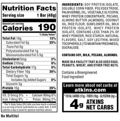 Atkins Vanilla Pecan Crisp Protein Meal Bar, Low Sugar, Meal Replacement, Keto Friendly, 5 Ct