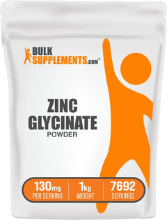 Bulksupplements Zinc Glycinate Powder - Gluten Free, 130Mg per Serving - 250 Grams (8.8 Oz) - 1923 Servings
