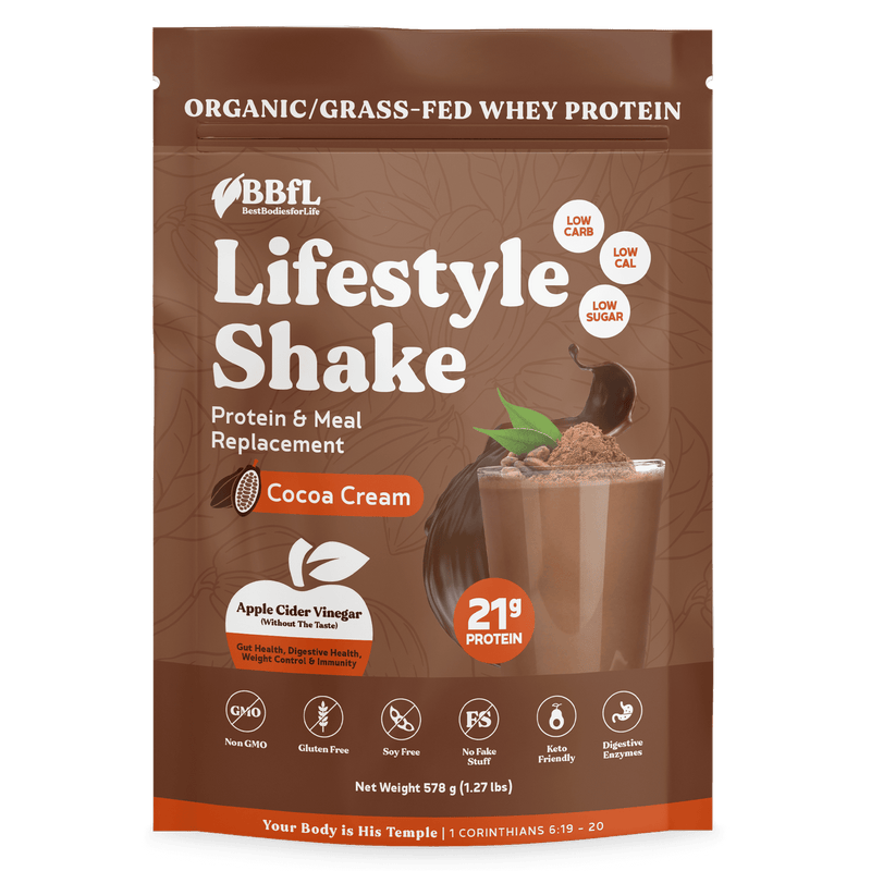Bbfl Meal Replacement - 21g Organic Whey, ACV & Enzymes, Cocoa, 15 Servings