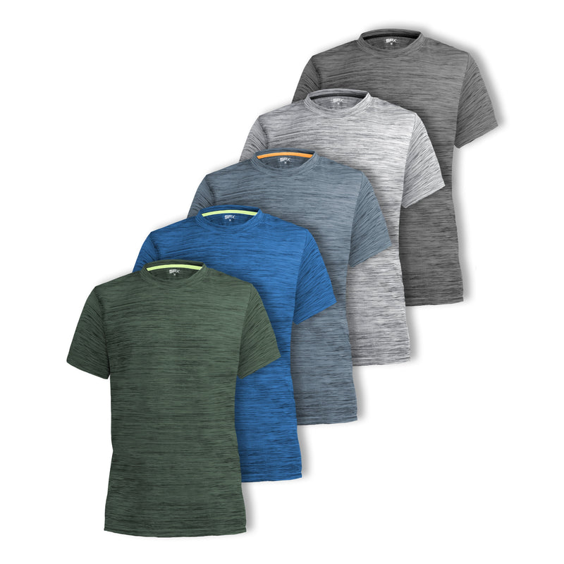 SPXTREME [5 Pack] Men’S Dry-Fit Activewear Crewneck T Shirts Running Gym Workout Quick Dry Tee Top