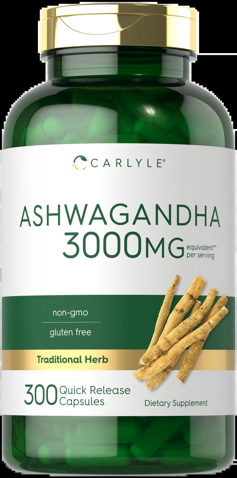 Ashwagandha Supplement 3000Mg | 300 Capsules | Non-Gmo, Gluten Free | by Carlyle