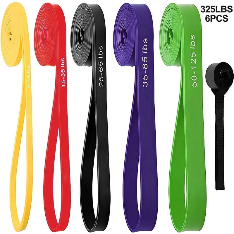 KAMIDA 6-Piece Resistance Bands - Elastic Workout Bands for Legs, Yoga & Fitness, with Carry Bag