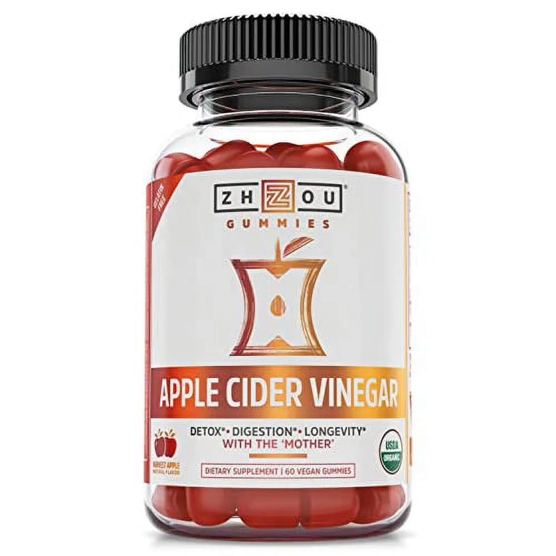 Zhou Apple Cider Vinegar Gummies - ACV with Mother, Detox & Digestion, 60 Count