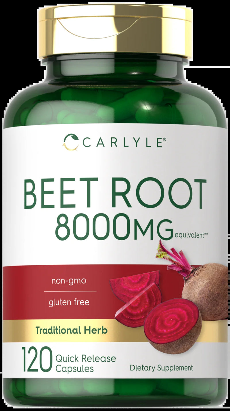 Beet Root Capsules | 8000 Mg | 120 Count | Non-Gmo and Gluten Free Supplement | by Carlyle