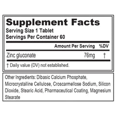 Evlution Zinc Gluconate - Immune, Eye & Prostate Support, 60 Servings