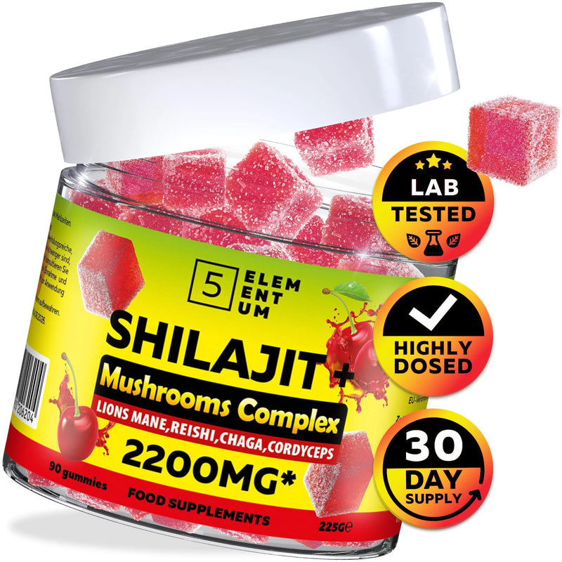 Natural Shilajit Organic Resin Shilajit Mushrooms Gummies for Men with 85 Trace