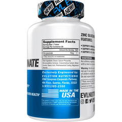 Evlution Zinc Gluconate - Immune, Eye & Prostate Support, 60 Servings