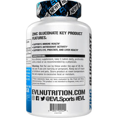 Evlution Zinc Gluconate - Immune, Eye & Prostate Support, 60 Servings