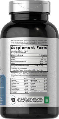 Amino Acid Complex 3000Mg | 250 Caplets | for Men and Women | by Horbaach