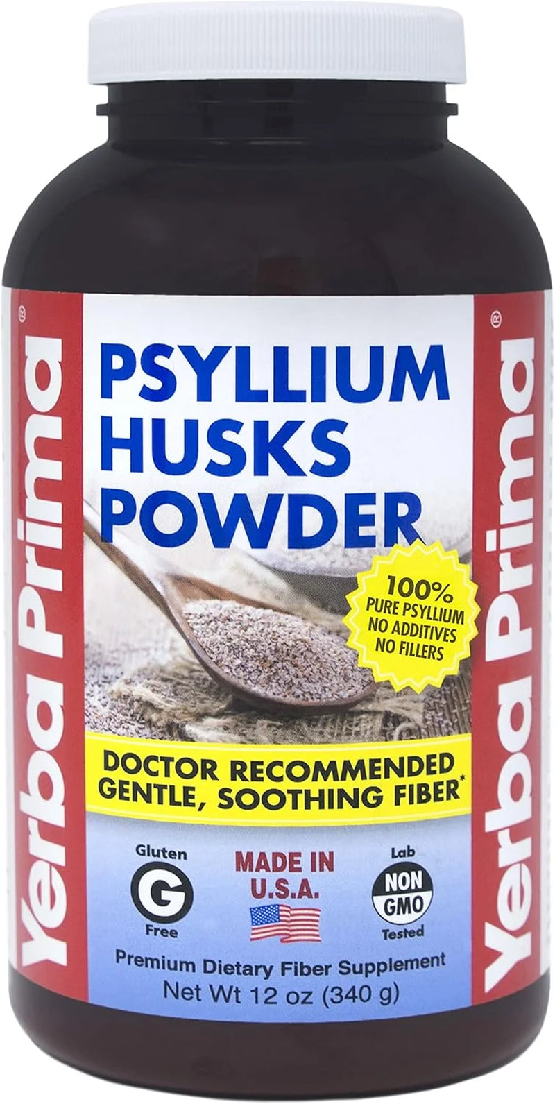 Yerba Prima Psyllium Husks Powder - 12 Oz - Natural Fiber Supplement - YP