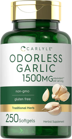 Odorless Garlic Extract 1500Mg | 250 Softgels | by Carlyle