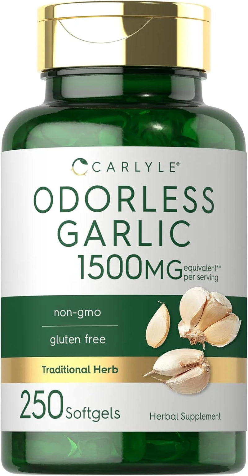 Odorless Garlic Extract 1500Mg | 250 Softgels | by Carlyle