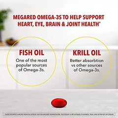 MegaRed Omega-3 Fish & Krill Oil, 80 Softgels - EPA, DHA, 3-Pack