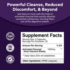 Natures Craft Activated Charcoal Capsules - Purifying Detox, Gut Health, Bloating Relief, 90 Veggie Capsules