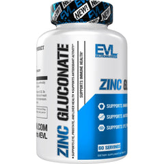 Evlution Zinc Gluconate - Immune, Eye & Prostate Support, 60 Servings