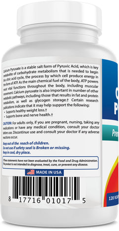 2 Pack Best Naturals Calcium Pyruvate 750 Mg 120 Capsules