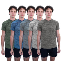 SPXTREME [5 Pack] Men’S Dry-Fit Activewear Crewneck T Shirts Running Gym Workout Quick Dry Tee Top
